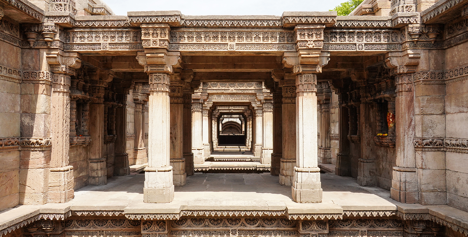 Beautiful entrance of Adalaj stepwell also known as Rudabai stepwell and Rani ki vav at Ahmedabad.